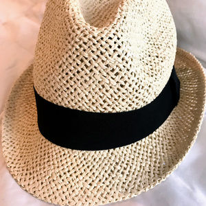 H&M Straw Fedora with Black Trim - NEW - NWT